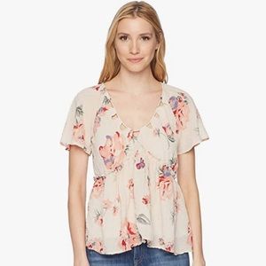 Lucky Brand Light Pink Babydoll Floral Bohemian Top